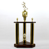 Three Poster Football Trophy with Goal Post Riser