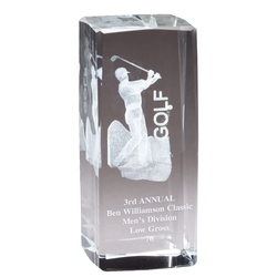 3D Crystal Male Golfer Award