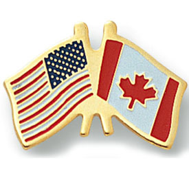 Crossed Canadian & American Flags Pin