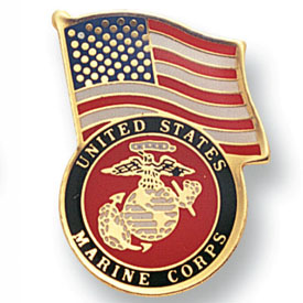 U.S. Marine Corps & American Flag Pin