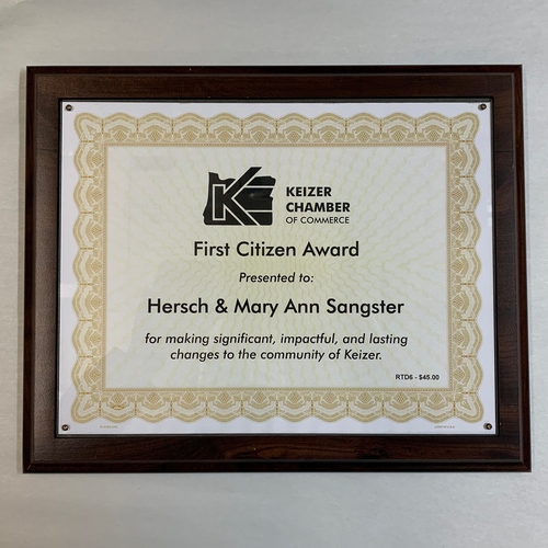 Walnut Finish Acrylic Protector Plaque