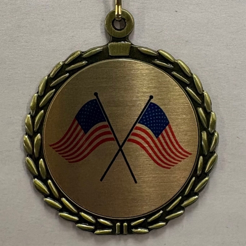 Crossed American Flags SublimatedMedal