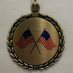 Crossed American Flags SublimatedMedal