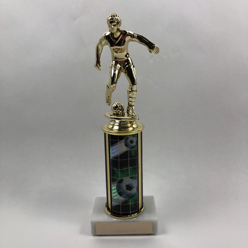 Tall Graphic Column Soccer Trophy