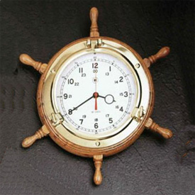Brass/Oak Ship Wheel Clock