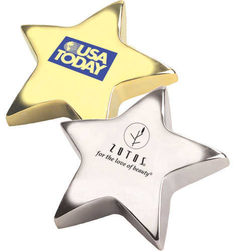 Gold or Silver-Plated Brass Star Paperweight