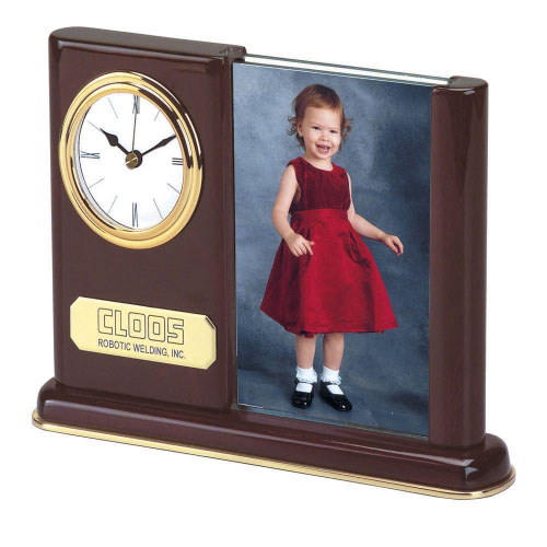 Piano Wood Clock with Picture Frame by Athletic Awards