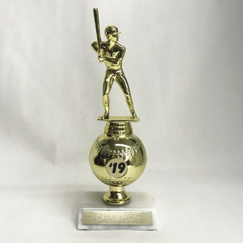 Large Baseball Trophy With Ball Riser and Year