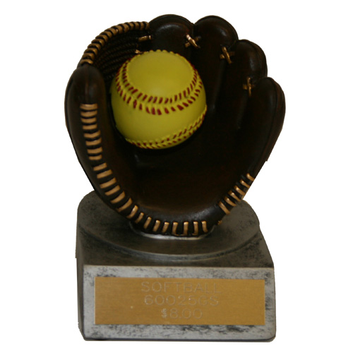 Colored Softball and Mitt Trophy