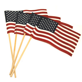 Wood Dowel Handheld American Flag