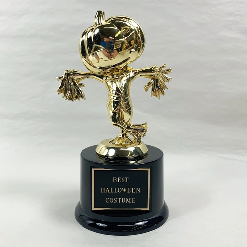 Pumpkin Scarecrow Trophy on Round Base