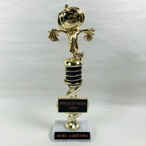Pumpkin Scarecrow Trophy with Column and Riser
