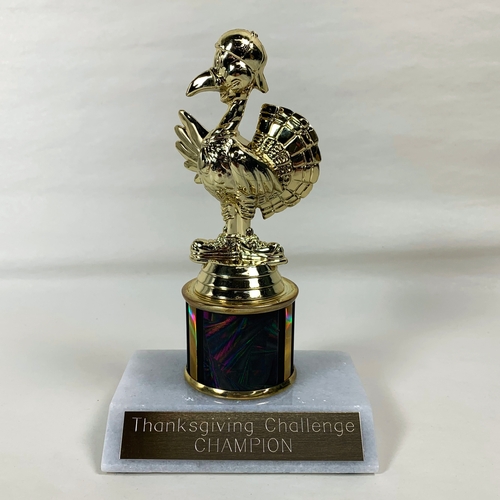 Golden Turkey Trophy with Column by Athletic Awards