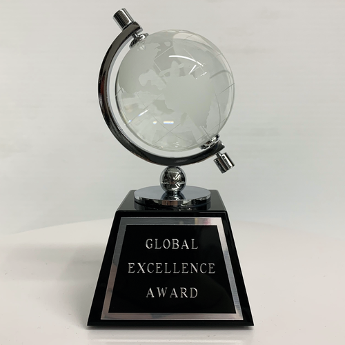 Crystal Spinning Globe Trophy & Base