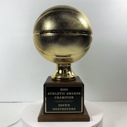 Gold Basketball Resin on Walnut Base Trophy