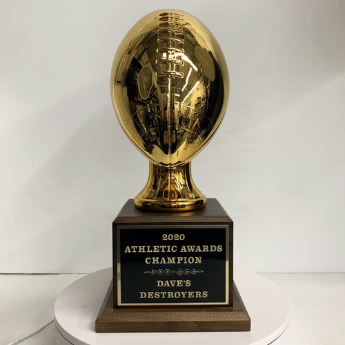 Gold Football Resin on Walnut Base Trophy
