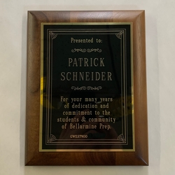 Elliptical Edge Square Corner Genuine Walnut Plaque