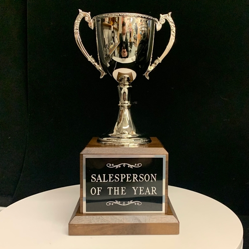 Silver Traditional Handle Cup Trophy on Solid Walnut Base