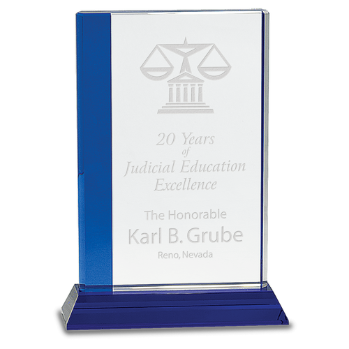 Blue Edge Crystal on Blue Base Award