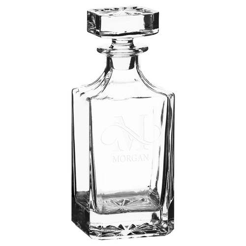 Square Glass Decanter with Black Gift Box and Printed Paper Sleeve