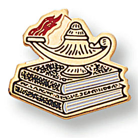 Lamp of Learning Pin Enameled
